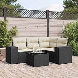 Maison Chic Ensemble de 5 Tables et chaises d'extérieur avec coussins,Salon de jardin noir résine tressée -GKD227602