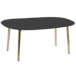 Pegane Table basse en aluminium/fer coloris noir avec pieds dorés - Longueur 122 x Profondeur 60 x Hauteur 30 cm