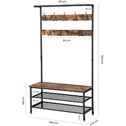 Helloshop26 Porte-manteau vestiaire meuble d’entrée avec étagère à chaussures métallique 182 cm 12_0000893