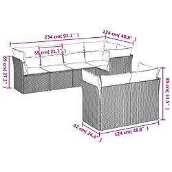 Avis vidaXL Salon de jardin avec coussins 7 pcs gris clair résine tressée