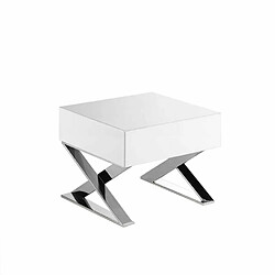 Angel Cerda Table de chevet en bois blanc et acier pas cher