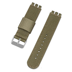 Bracelet en nylon 20mm, toile réglable avec boucle argentée, vert armé pour votre Swatch