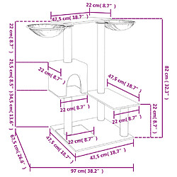 Helloshop26 Arbre à chat meuble tour grimper jouet grattage grattoir escalade plateforme avec griffoirs foncé 82 cm gris 02_0022726 pas cher