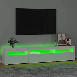 Avis vidaXL Meuble TV avec lumières LED Blanc brillant 195x35x40 cm