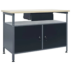 Helloshop26 Etabli travaux de réparation table de travail poste de travail garage atelier espace de stockage robuste 120x60x85 cm acier noir 02_0003677