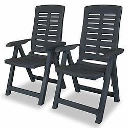 Maison Chic Lot de 2 Chaises inclinables de jardin - Fauteuil d'extérieur Plastique Anthracite -MN71065