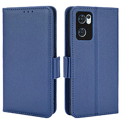 Etui en PU texture litchi avec support, bleu foncé pour votre Oppo Reno7 5G (Global)/Find X5 Lite