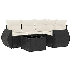 vidaXL Salon de jardin 5 pcs avec coussins noir résine tressée