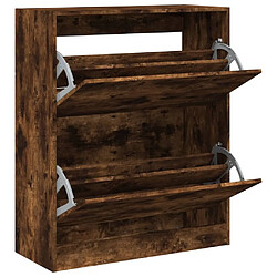 Maison Chic Armoire à chaussures | Meuble de rangement à chaussures Meuble d'Entrée chêne fumé 80x34x96,5 cm bois d'ingénierie -MN68953