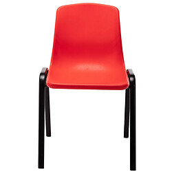 Decoshop26 Lot de 4 chaises visiteur empilable salle d'attente en plastique rouge et métal 10_0003208