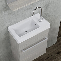 Avis Kiamami Valentina MEUBLE DE RANGEMENT POUR SALLE DE BAIN SUSPENDU 42CM GRIS ASPECT BOIS | SMART