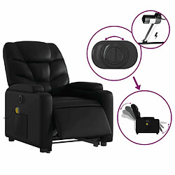 Maison Chic Fauteuil Relax pour salon, Fauteuil inclinable de massage électrique noir similicuir -GKD51993 pas cher