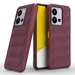 Htdmobiles Coque pour Vivo Y22 / Y22s / Y35 - housse etui silicone gel fine + film ecran - ROUGE BORDEAUX