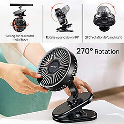 Avis Ventilateur de Bureau USB, Focalise le Ventilateur Clip Rechargeable USB 3000 mAh , 3 Vitesses et 270? Faites pivoter le ventilateur portable USB pour le chariot de golf de camping-car extérieur de Bureau à domicile ou la salle de sport