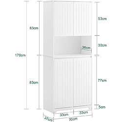 Avis SoBuy BZR150-W Armoire de Salle de Bain Haute avec Sac à Linge, Colonne Meuble Salle de Bain avec Portes, 2 Paniers à Linge Amovibles, Étagères Réglables, Compartiments, 70x37x170 cm, Blanc