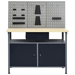 Avis Helloshop26 Etabli 120 cm avec 3 panneaux muraux et 1 armoire atelier table de travail gris noir 02_0003657