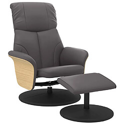 vidaXL Fauteuil inclinable avec repose-pied gris similicuir