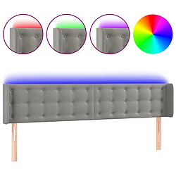 vidaXL Tête de lit à LED Gris clair 183x16x78/88 cm Velours