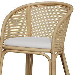 Avis Rendez Vous Deco Chaise de bar Mélana en rotin et tissu crème 72 cm