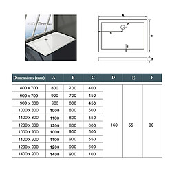 receveur de douche 100x70x3cm