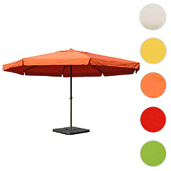 Mendler Parasol en aluminium Meran Pro, gastronomie, marché, avec volant, Ø 5m ~ terre cuite avec pied