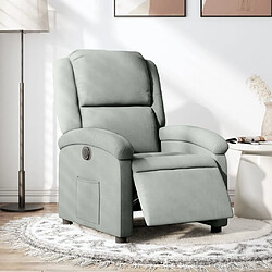 vidaXL Fauteuil inclinable électrique gris clair velours