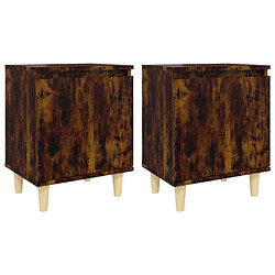 Maison Chic Lot de 2 Tables de chevet à pieds - Tables de Nuit en bois Chêne fumé 40x30x50 cm