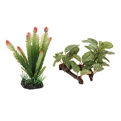 Set de 2 Plantes Aquarium Artificielles Décoration de Simulation en Résine