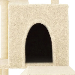 Avis Helloshop26 Arbre à chat meuble tour grimper jouet grattage grattoir escalade plateforme avec griffoirs en sisal 110,5 cm crème 02_0022458