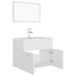 Maison Chic Ensemble de meubles de salle de bain,Armoire rangement Bain Blanc Aggloméré -MN31054 pas cher