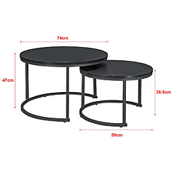 Helloshop26 Set de 2 tables basses rondes gigognes noir 03_0008356