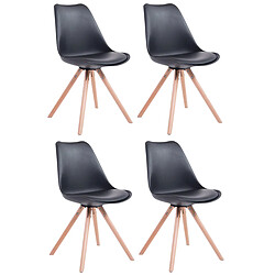 Decoshop26 4 chaises de salle à manger style scandinave en synthétique et plastique noir pieds rond en bois clair CDS10378