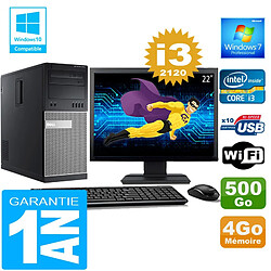 PC Tour DELL 7010 Core I3-2120 Ram 4Go Disque 500 Go Wifi W7 Ecran 22" - Occasion