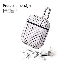 Acheter Wewoo Coque Ball Dot Cuir PU + PC Etui de protection sans fil Bluetooth pour Apple AirPods 1/2 avec boucle en métal Blanc