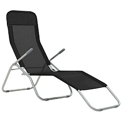 Maison Chic Lot de 2 Chaises longues pliables | Bain de soleil Relax | Transat Textilène Noir -GKD93274