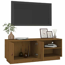 Maison Chic Meuble TV scandinave - Banc TV pour salon Marron miel 105x34x40 cm Bois de pin massif -MN13135 pas cher