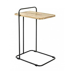 Pegane Table d'appoint coloris noir-chêne en MDF / acier - L 35 x P 49 x H 73 cm