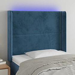 Maison Chic Tête de lit moderne à LED lumineuse pour chambre - Décoration de lit Bleu foncé 83x16x118/128 cm Velours -MN96448