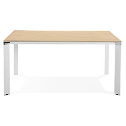 Avis Alterego Table de réunion / bureau bench 'XLINE SQUARE' en bois finition naturelle et métal blanc - 160x160 cm