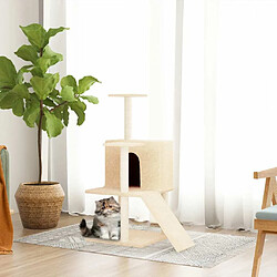 Arbre à chat avec griffoirs,niche pour chat en sisal Crème 109 cm -MN42307