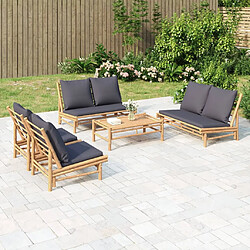 vidaXL Salon de jardin 5 pcs - Bambou Gris foncé