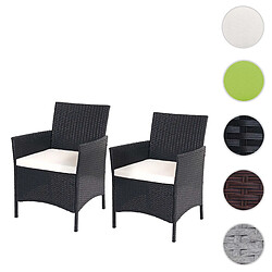 Mendler 2x fauteuil de jardin Halden en polyrotin, fauteuil en osier ~ anthracite, coussin crème