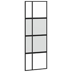 vidaXL Porte coulissante noir 76x205 cm verre trempé aluminium