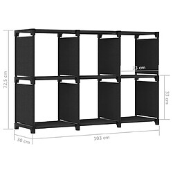 vidaXL Étagère d'affichage 6 cubes Noir 103x30x72,5 cm Tissu pas cher