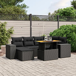 Maison Chic Ensemble Tables et chaises d'extérieur 7pcs avec coussins,Salon de jardin noir résine tressée -GKD265142