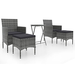 Maison Chic Table de bistro et chaises d'extérieur 5 pcs,Ensemble de bistro de jardin pour relax Résine tressée et verre trempé Gris -GKD798450