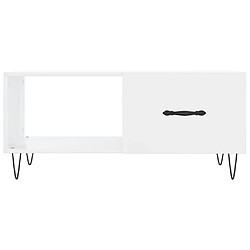 Maison Chic Table basse,Table Console Table d'appoint, Table pour salon Blanc brillant 90x50x40 cm Bois d'ingénierie -MN35942 pas cher