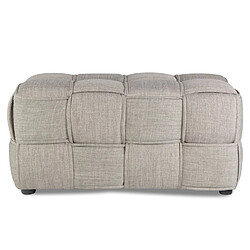 Decoshop26 Banc tabouret repose-pieds 2 places cube siège en tissu tressé gris rembourré BAN06005