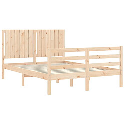 Maison Chic Cadre/structure de lit avec tête de lit pour adulte - Lit Moderne Chambre 140x190 cm bois massif -MN66572 pas cher