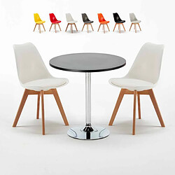 Ahd Amazing Home Design Table Ronde Noire 70x70cm 2 Chaises Colorées Intérieur Bar Café Nordica Cosmopolitan